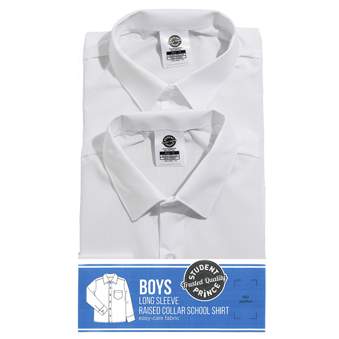 2Pk Long Sleeve Primary Raised Collar Shirt