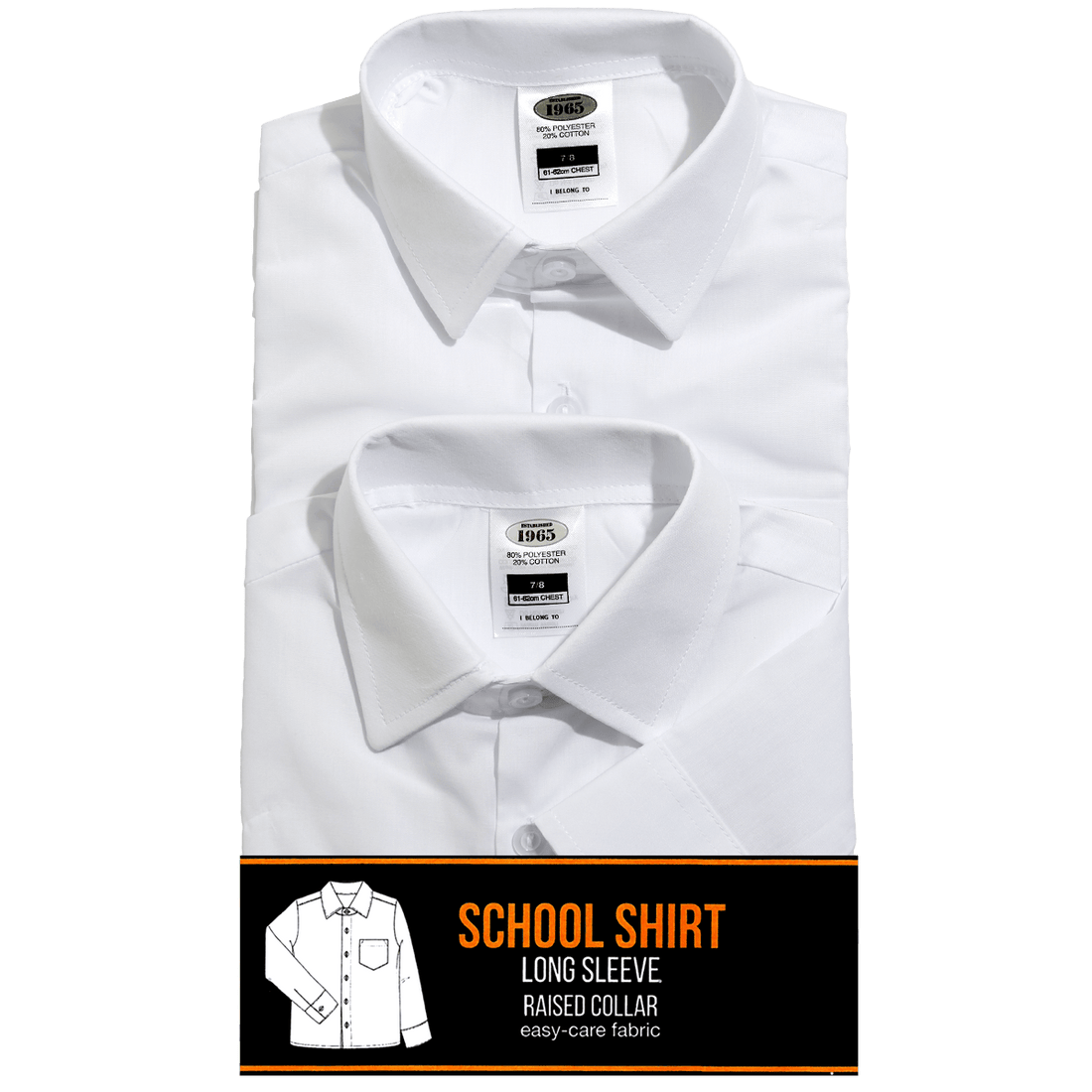 2Pk Long Sleeve High Raised Collar Shirt