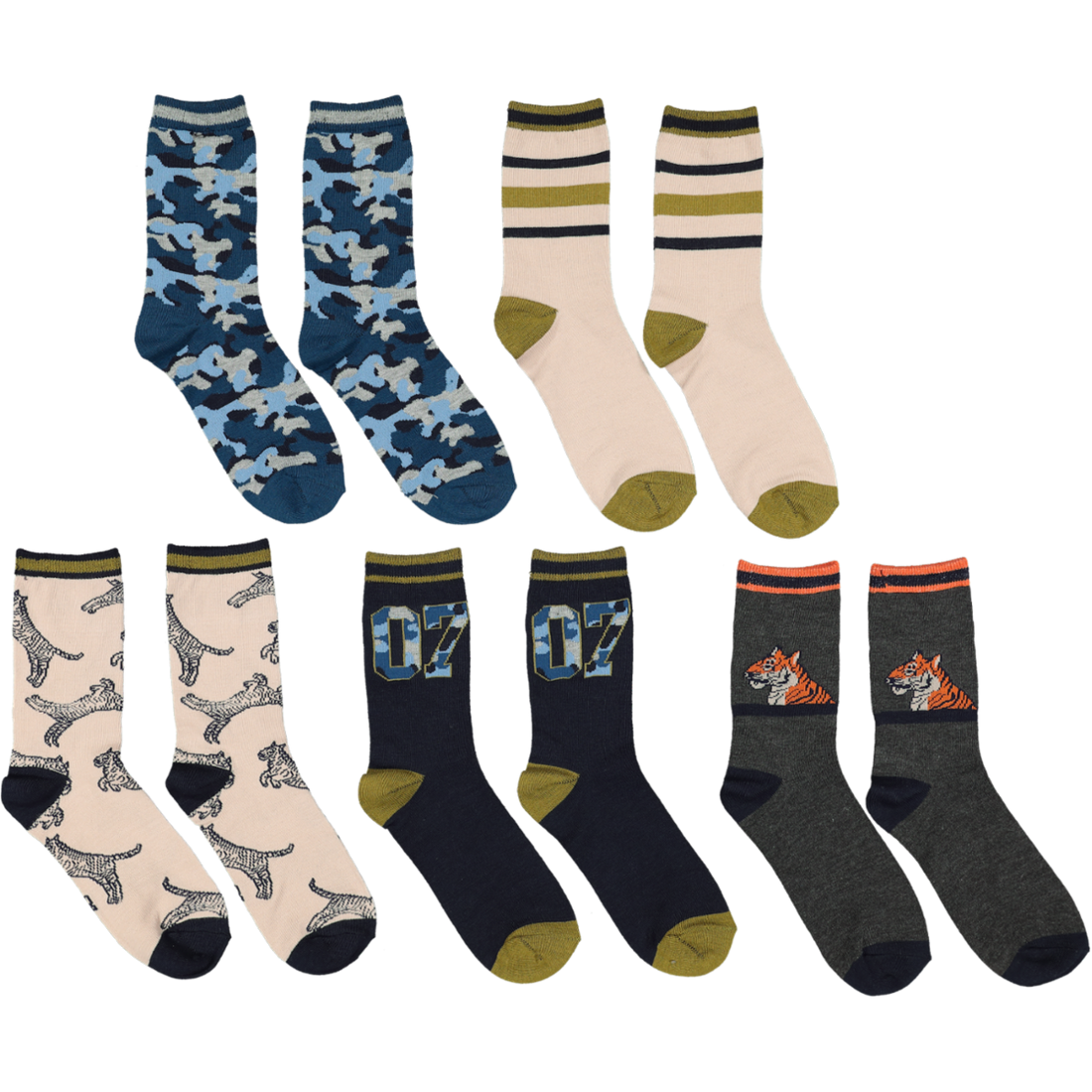 Graphic Crew Socks 5 Pack