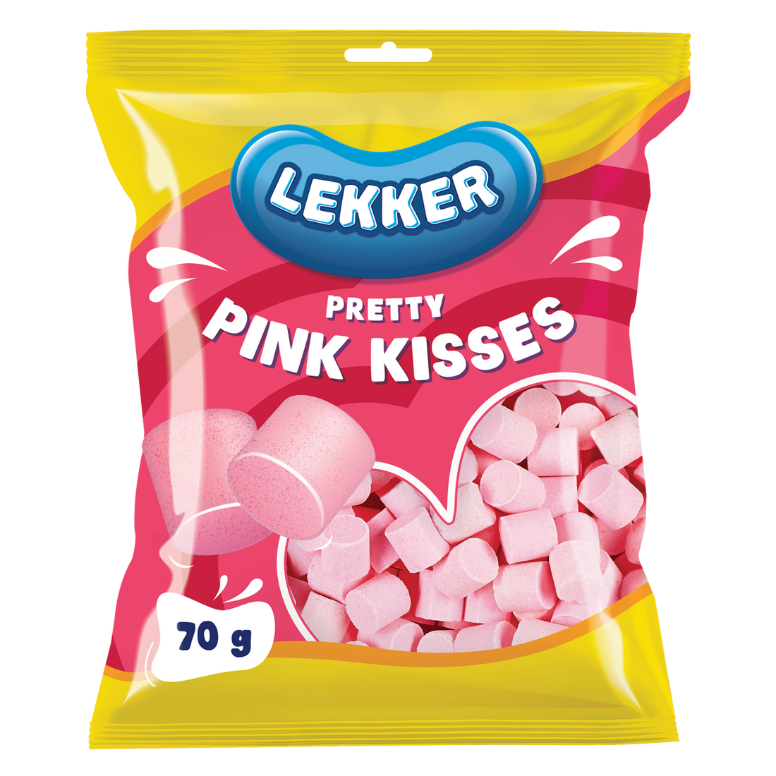 LEKKER PRETTY PINK KISSES 70GR