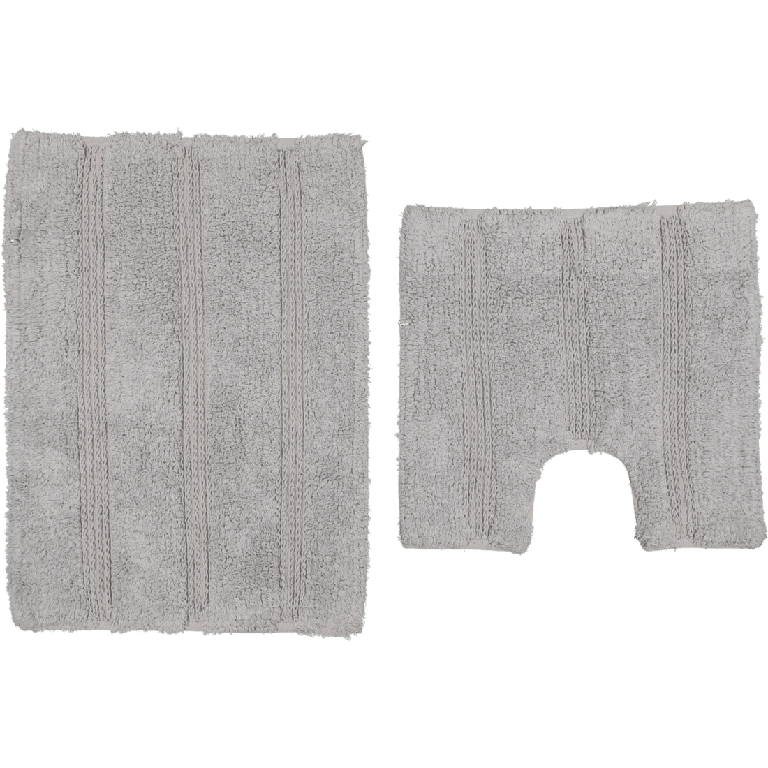 2 Piece Cotton Bath Mat Microchip Grey