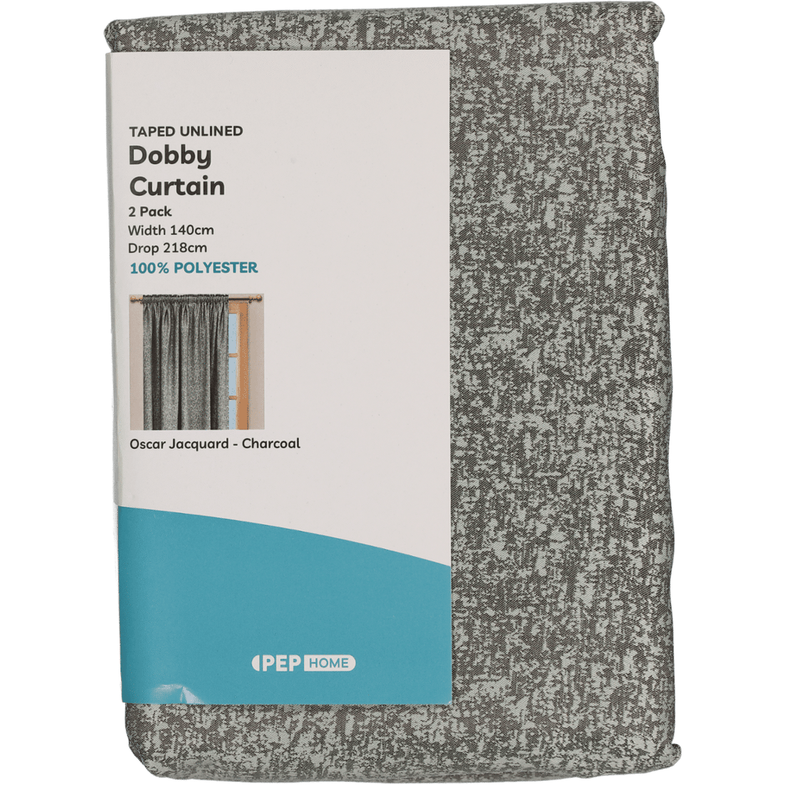 Charcoal Unlined 2 Pack Dobby Jacquard Curtain