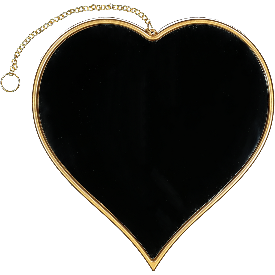 Heart Shaped Gold Mirror With Chain