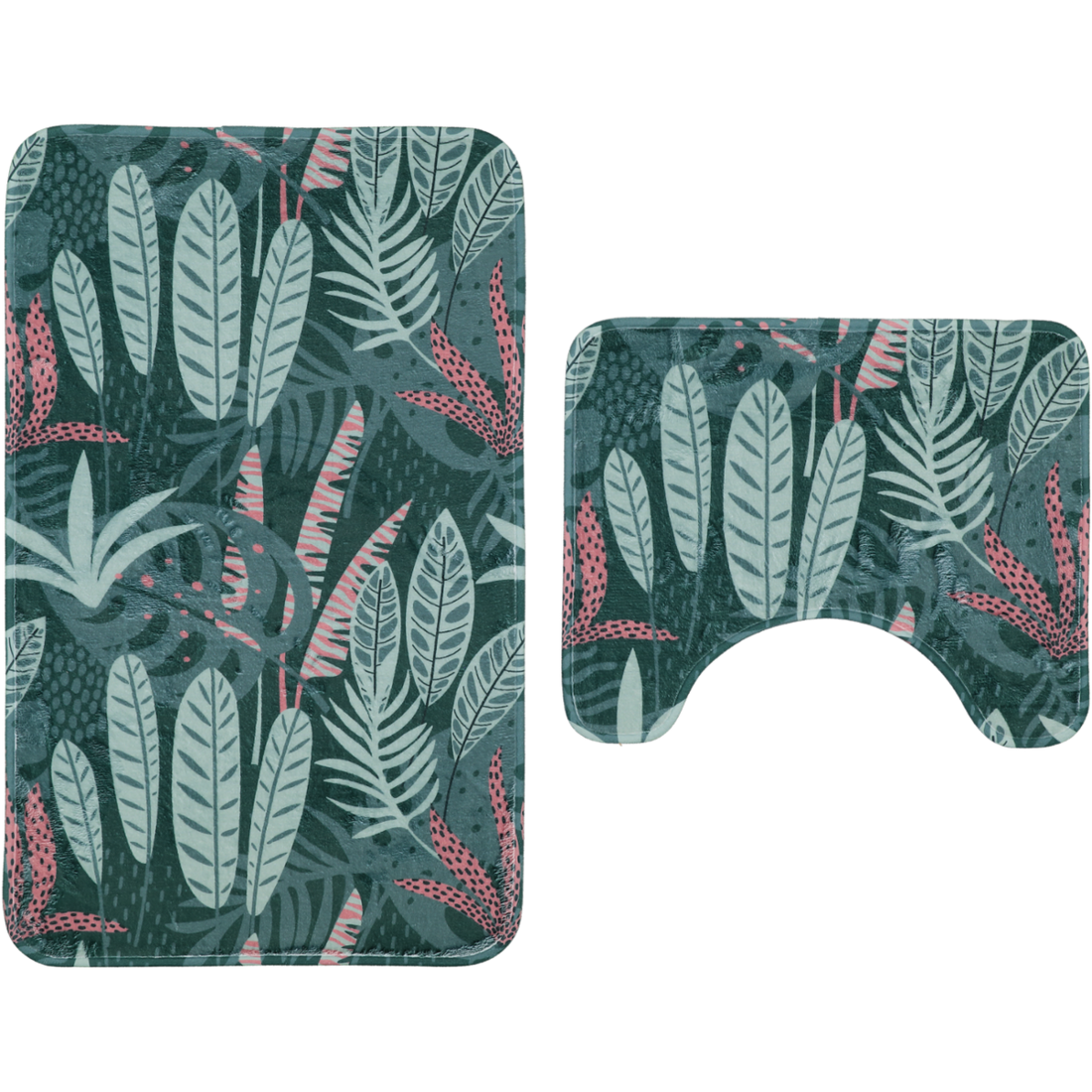 Printed Foam Bath Mat Green Forest 2 Piece