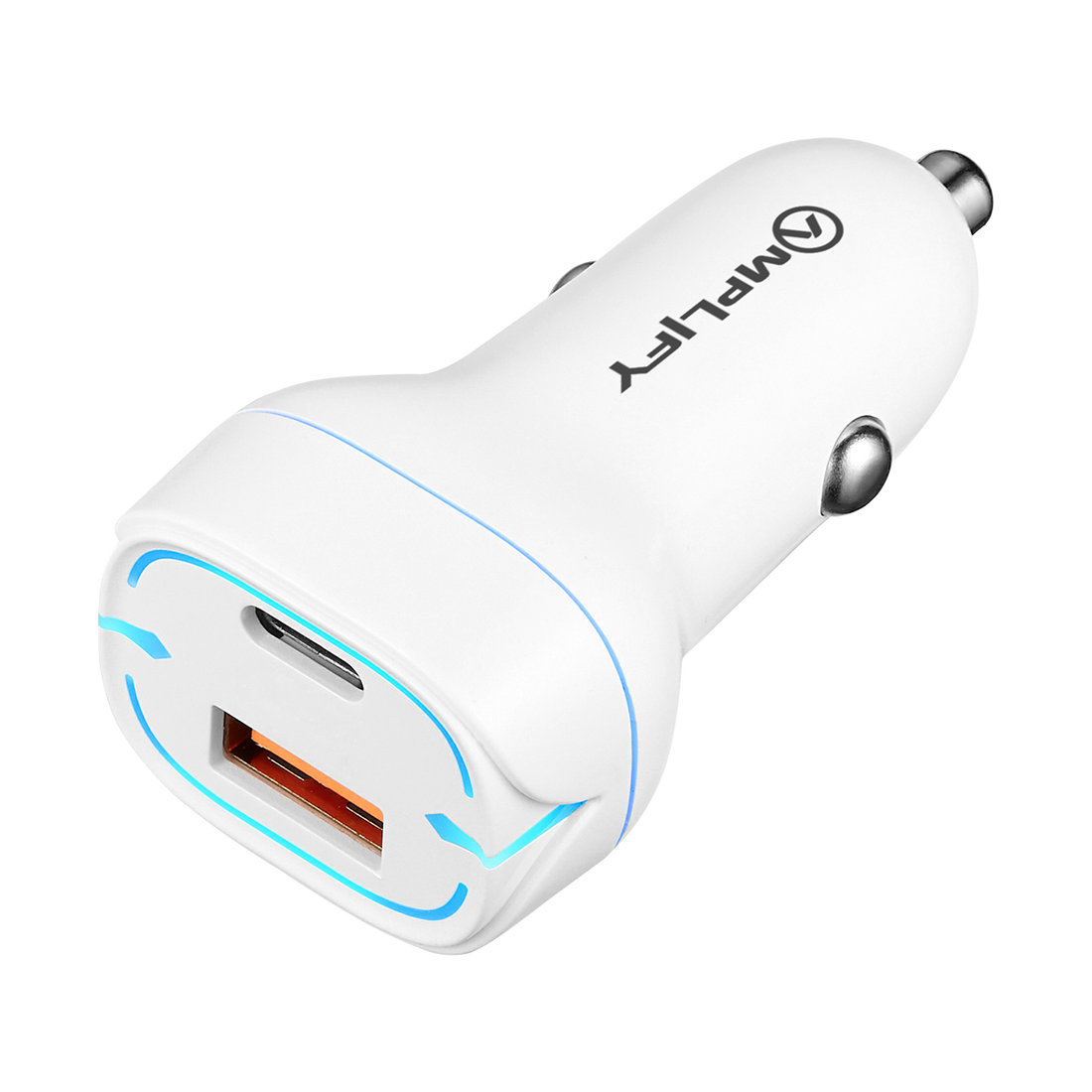 Amplify Dual Car Charger 32W Type C And Usb Inputs