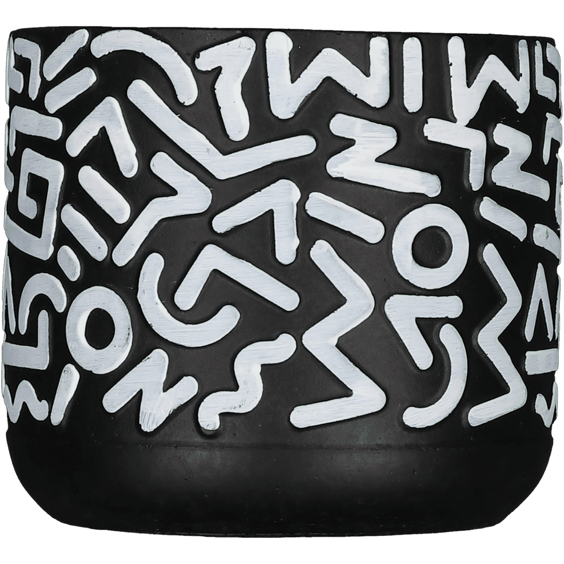 Black With White Embossed Doodle Pot Small