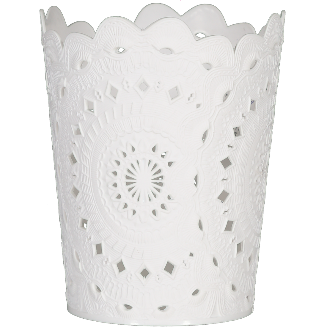 Round Plastic Full Lace Vase White