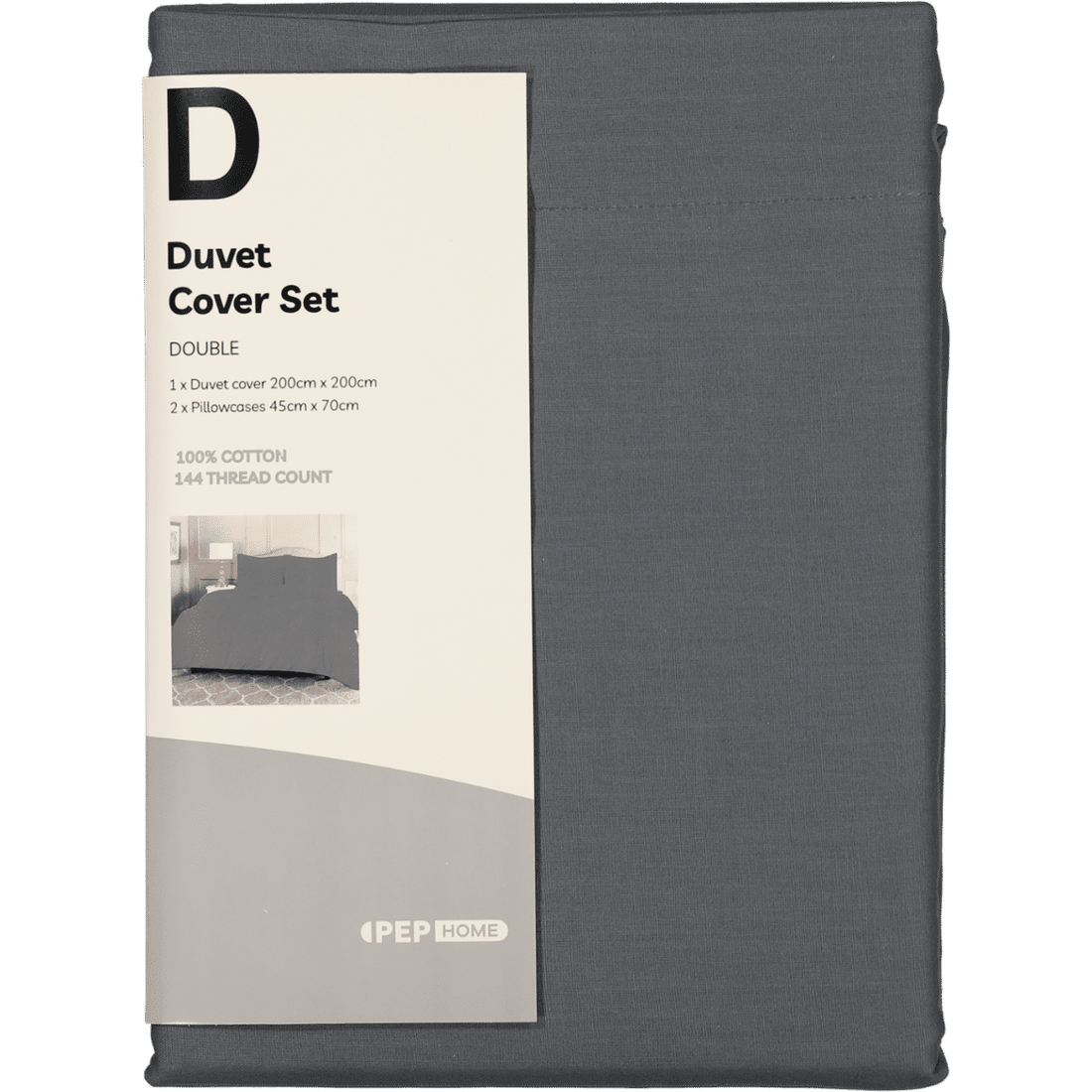 Db Charcoal Cotton Duvet Cover