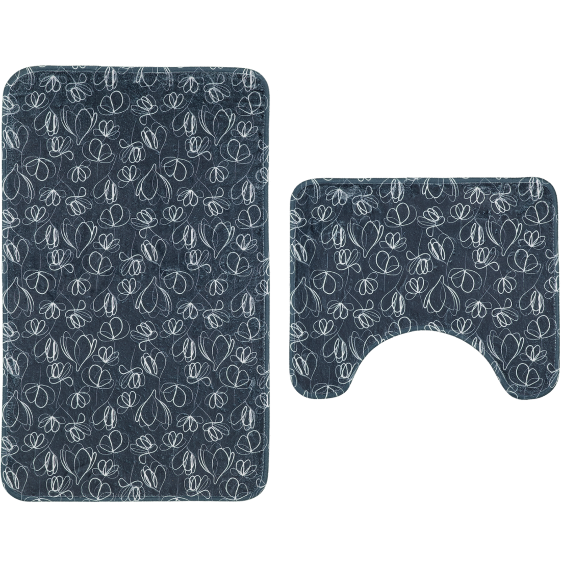 Printed Foam Bath Mat Min Floral Charcoal 2 Piece