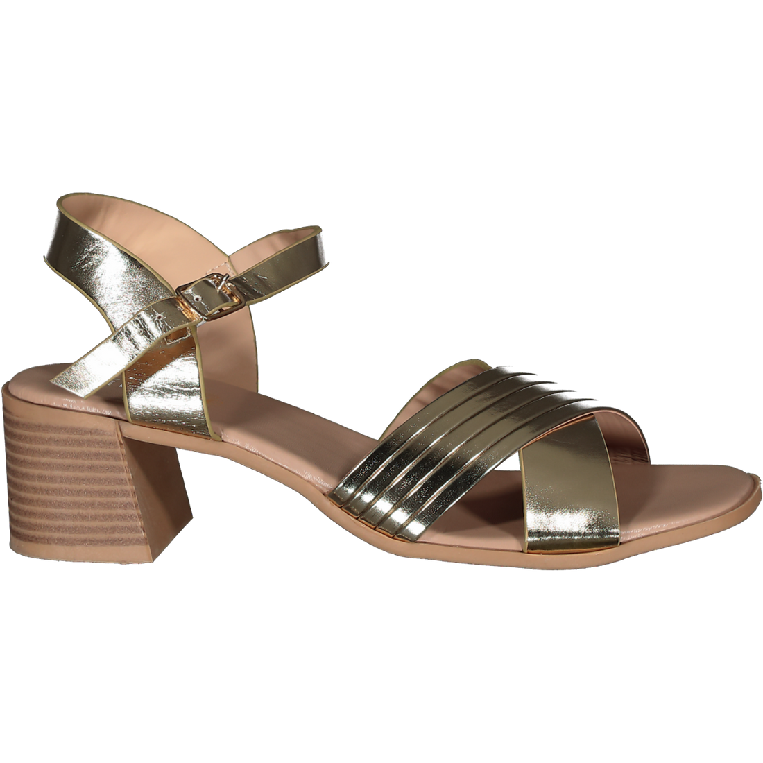 Block Heel Buckle Strap Sandals