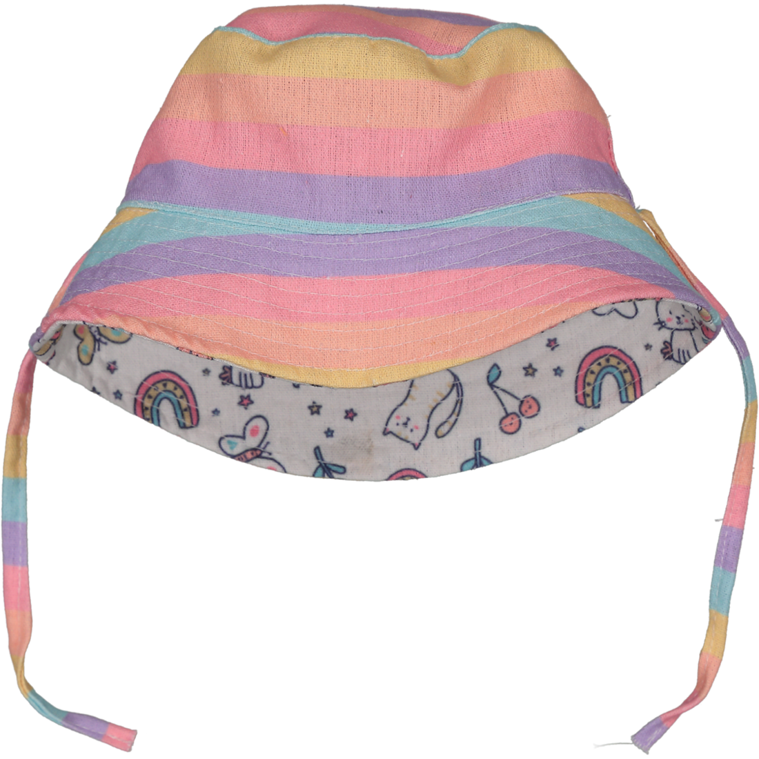 Baby Girls Reversible Bucket Hat Rainbow