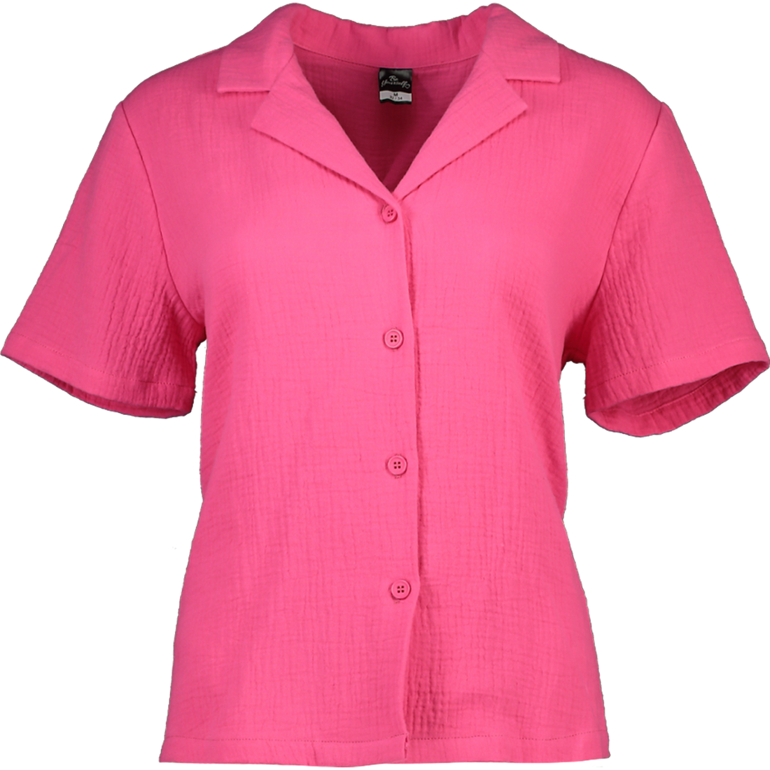 Plain Pink Button Short Sleeve Shirt