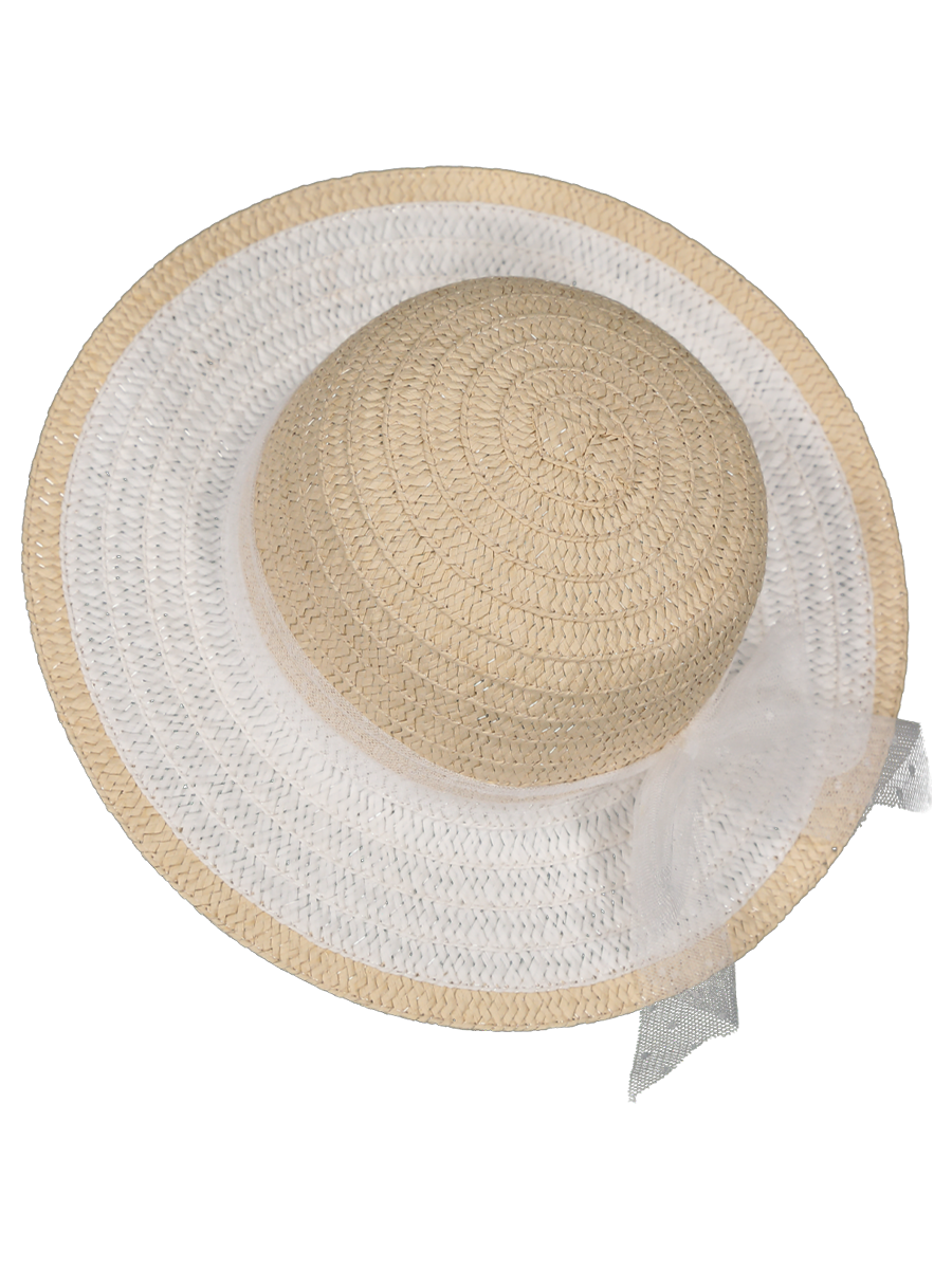 Baby Girls Straw Hat With White Bow