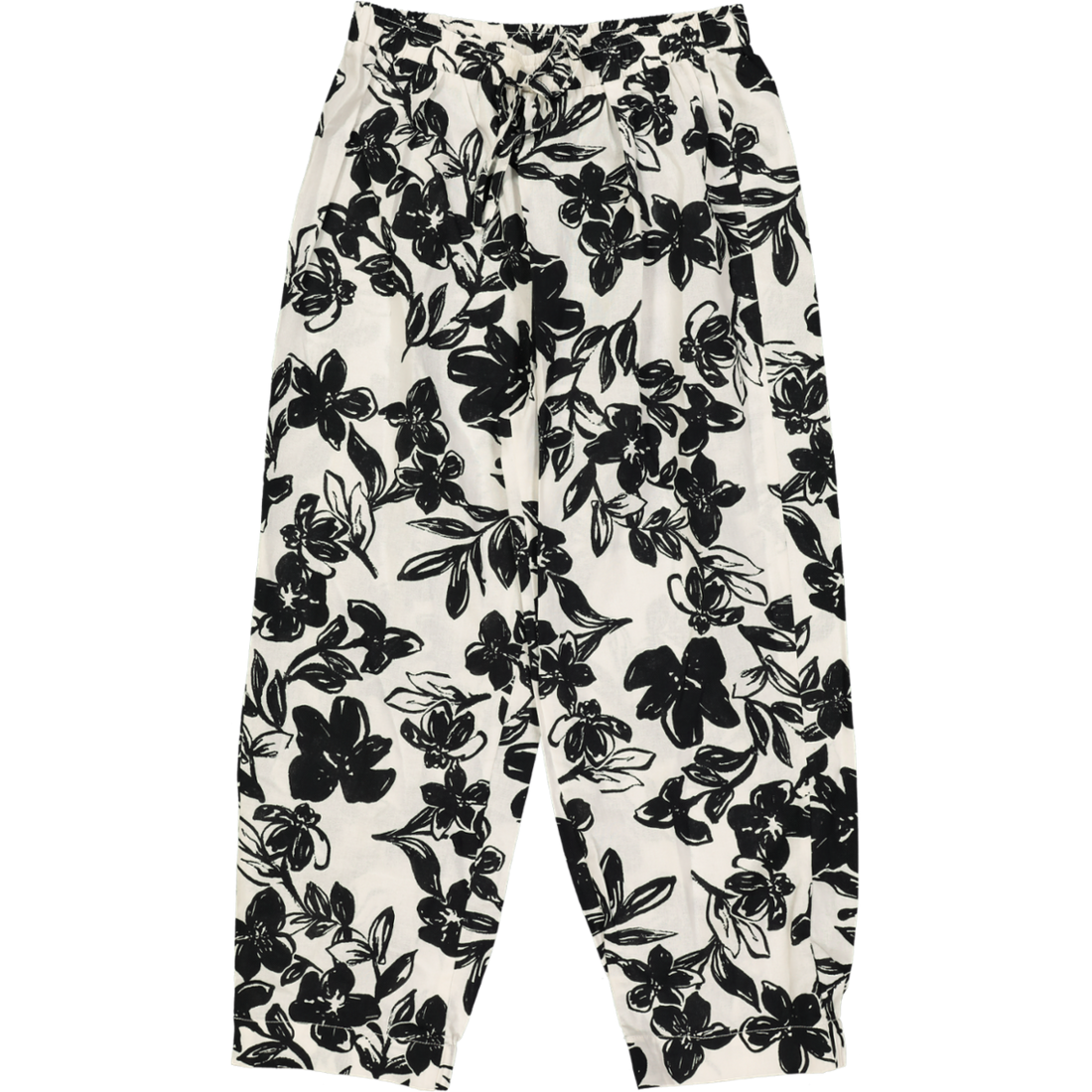 Woven Black And White Floral Pants