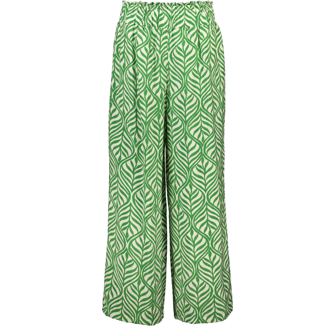 Wide Green Leaf Pattern Trousers