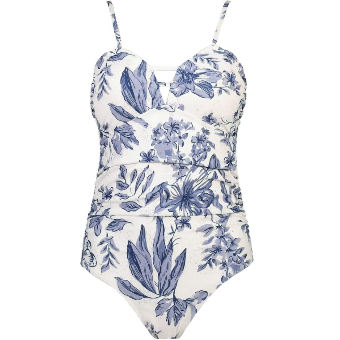 ALSLIAO Womens Bra Pieces Bikini Swimsuit Print Filled Floral Print White  Bikini Blue L 